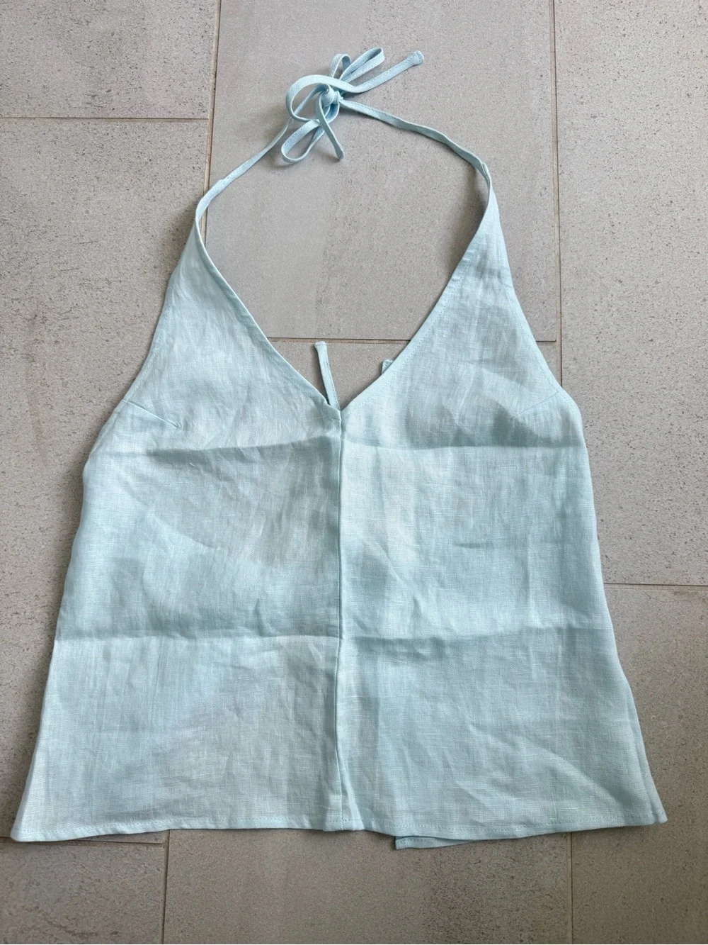 ELCE Lilou Linen Halter Top - Light Blue - Picture 5 of 8